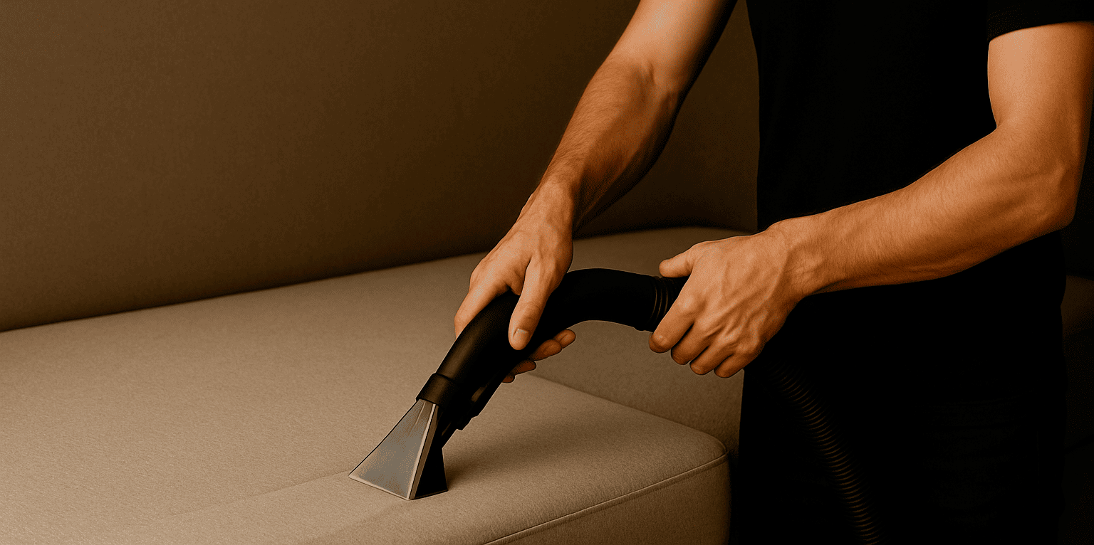 Professional upholstery cleaning service in action